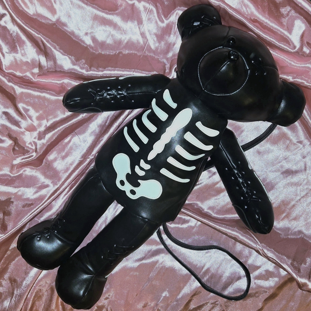 Current Mood Skeleton Bear Deady Teddy Backpack Bag